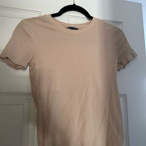 Zara Light Tan Crew Neck Tee
